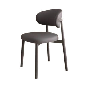light gray leather & walnut dining chair
