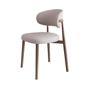 light gray leather & walnut dining chair