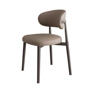 dark khaki & black leather dining chair