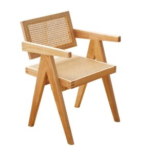 natural wood rattan dining chair